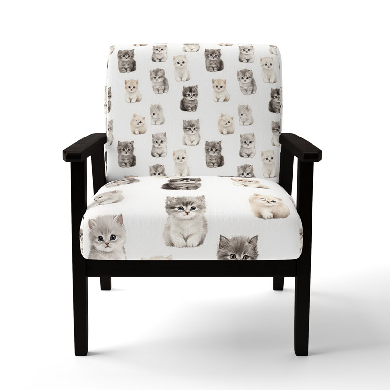 Chaise rembourrée Kids Kittens, Accoudoirs carrés noirs