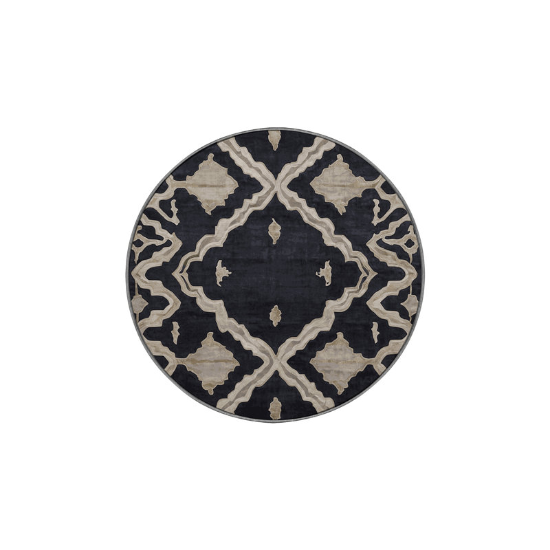 Tapis gris lavable à la machine, Rond 3 pi