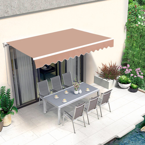 MCombo 10 ft. W x 8 ft. D Fabric Retractable Standard Patio Awning ...