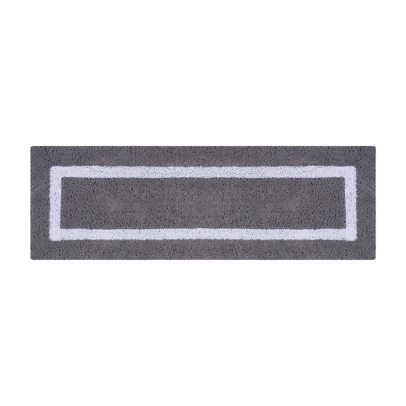 Gray and White Cotton Reversible Bath Rug Set