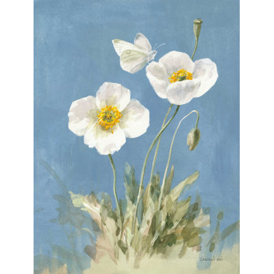 " White Poppies I " by Danhui Nai Painting Print