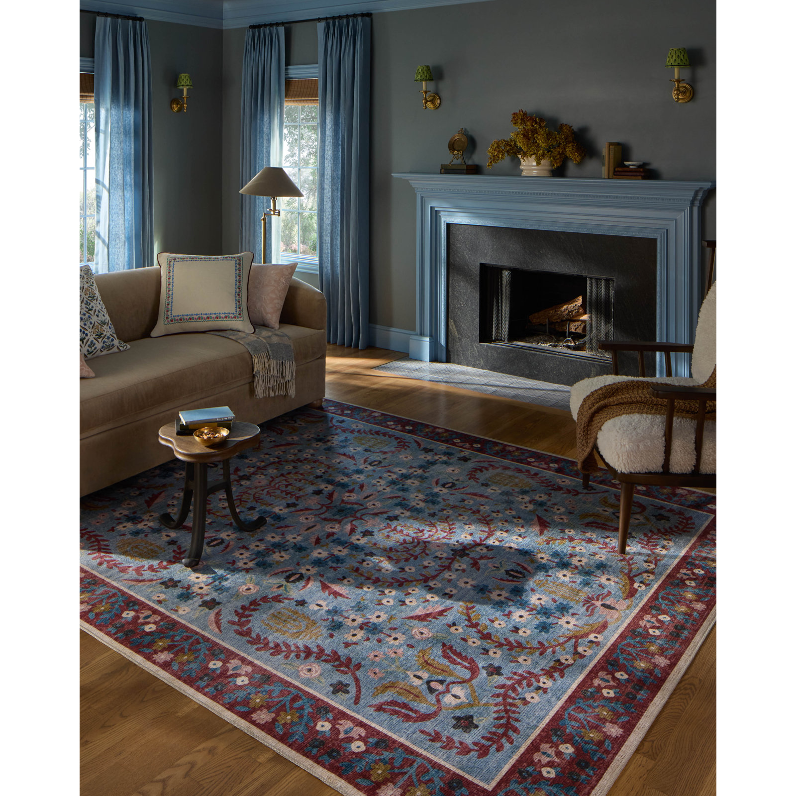 Canopy Red / Blue Area Rug, Rectangle 2'3" x 3'9"