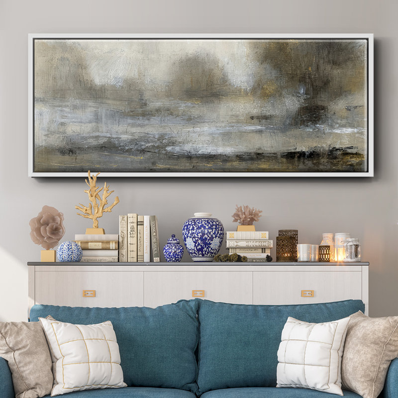 Paysage doré I - toile encadrée, H 20 po x l 50 po
