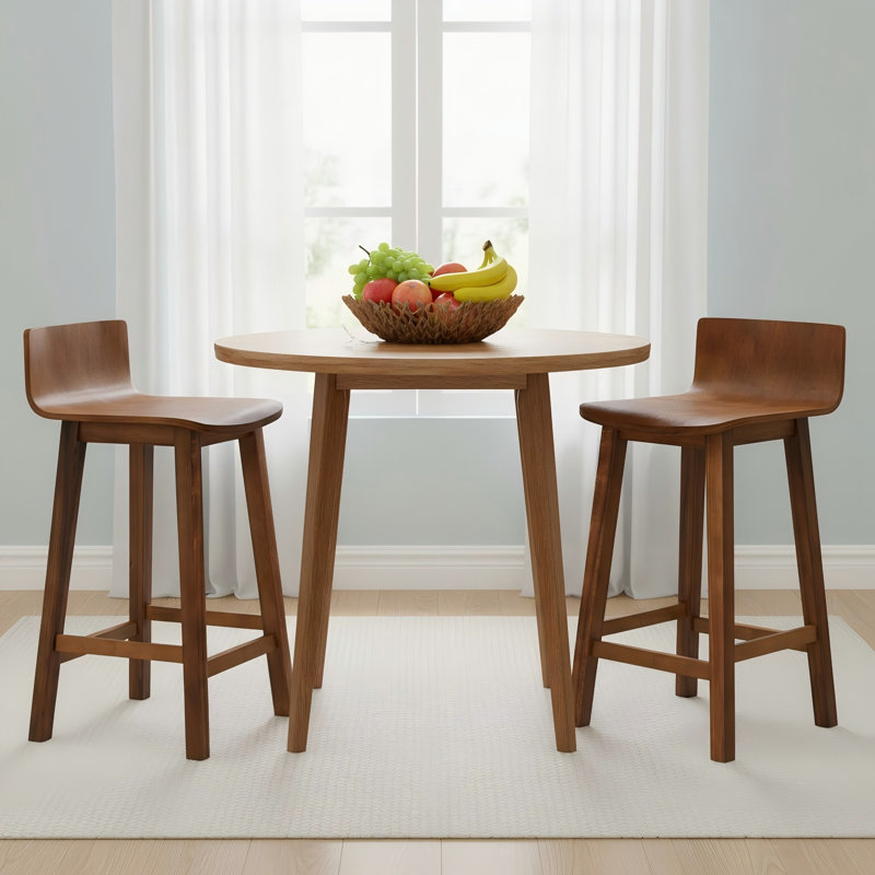 2 tabourets de bar en bois massif PCS, chaises de comptoir pour la maison et la cuisine 24,5 po avec dossier bas et repose-pieds