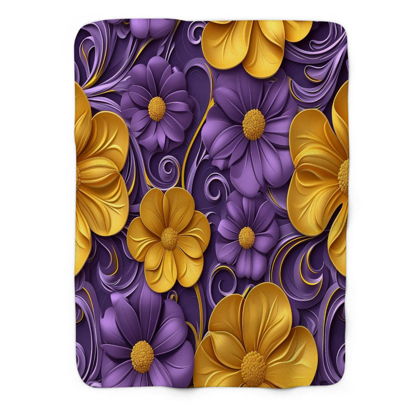 Jeté en sherpa Buttercup Violet Bouquet - 1 pièce, L 50 po x L 60 po