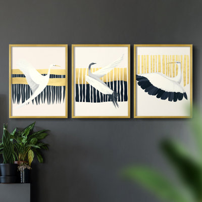Aviary Study  Series  CXXI  -Set Of 3 Framed Giclee Prints -Ready to Hang