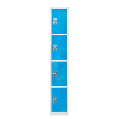 Casier à clé en acier à 4 portes 72 po x 12 po x 12 po à 4 niveaux - Rangement pour employés, étudiants, salle de sport, lieu de travail - Comprend une tablette, des crochets, une ventilation et un porte-carte - Assemblage facile