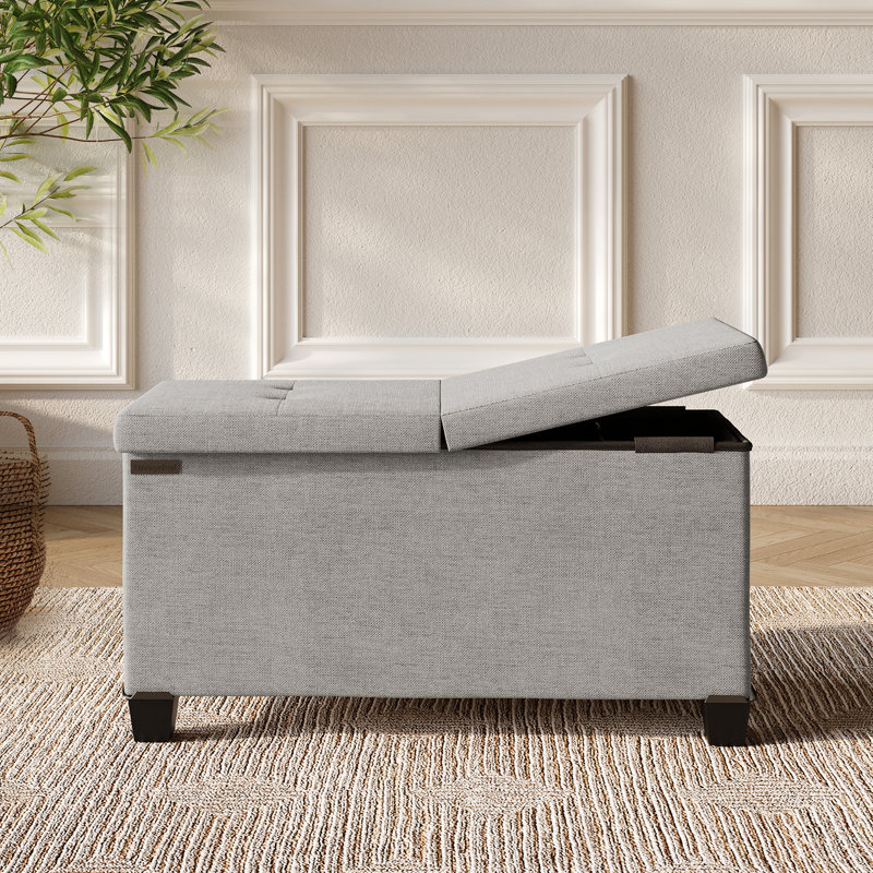 Banc de rangement avec repose-pieds Vérrant, H 15 po x l 30 po x P 15 po, Light Grey