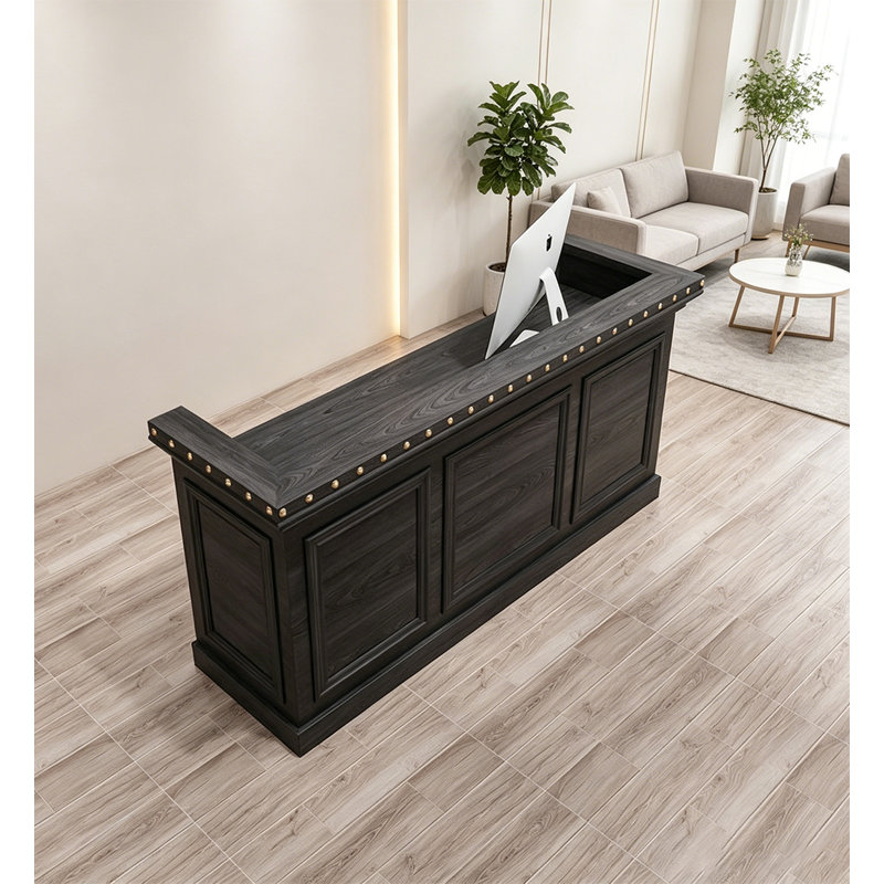 Bureau de réception en bois massif Traditional, Black