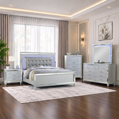 Denard Upholstered Standard 5 Piece Bedroom Set
