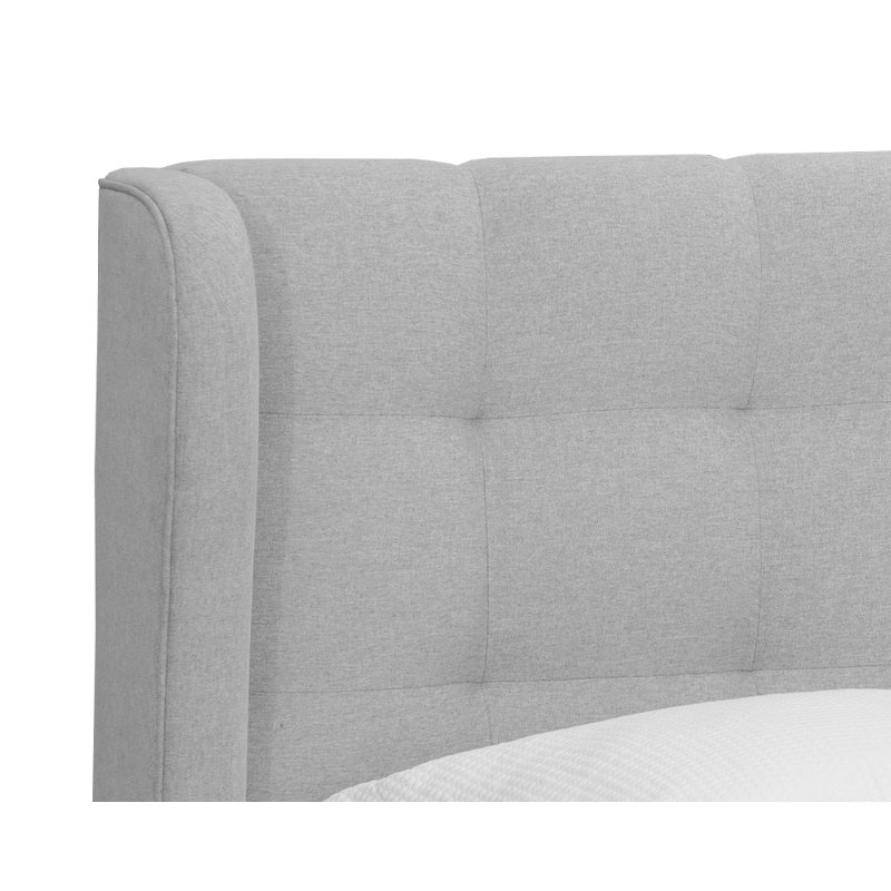 Light Gray Queen Upholstered Tufted Wingback Bed