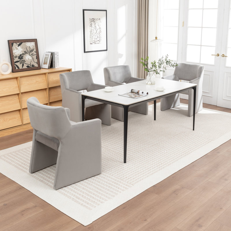 Chaise rembourrée en velours Hambrook, Gris