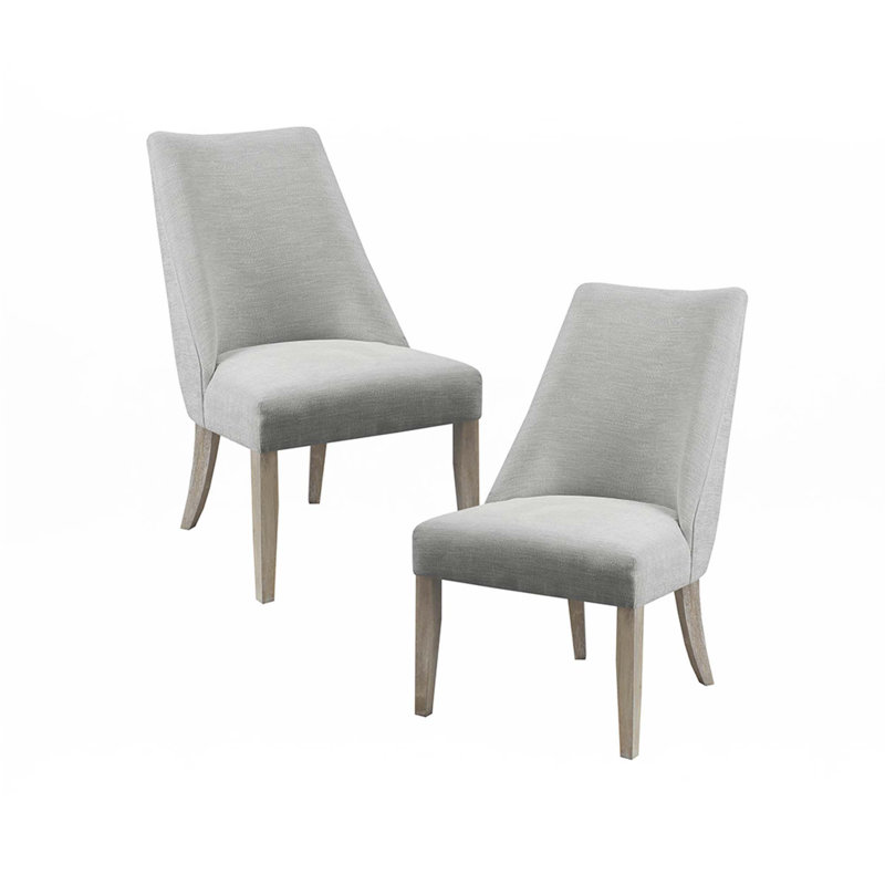 Upholstered Dining Chair Set Of 2, Light Gray, Natural