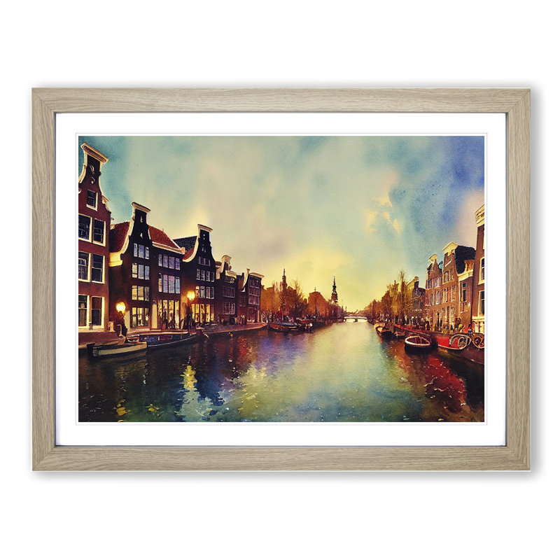 Amsterdam Canal Watercolour - Single Picture Frame Print