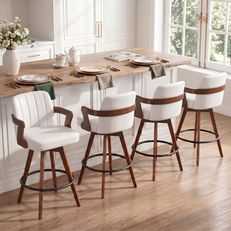 Tabouret de bar pivotant Jarissa, Blanc