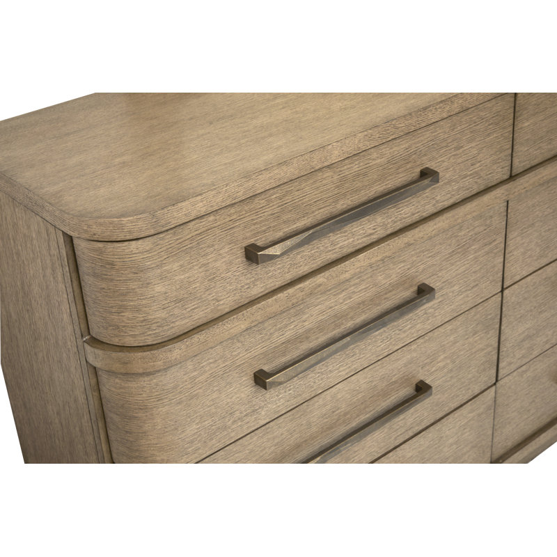 Lit plateforme rembourré King et commode à tiroirs avec miroir portrait