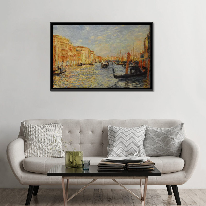 " Grand Canal Venice " by Pierre-Auguste Renoir, 26" W x 18" H x 1.5" D, Black Framed Canvas, No Mat