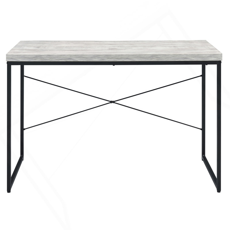 Antique White And Black Writing Desk With Metal Sled Base