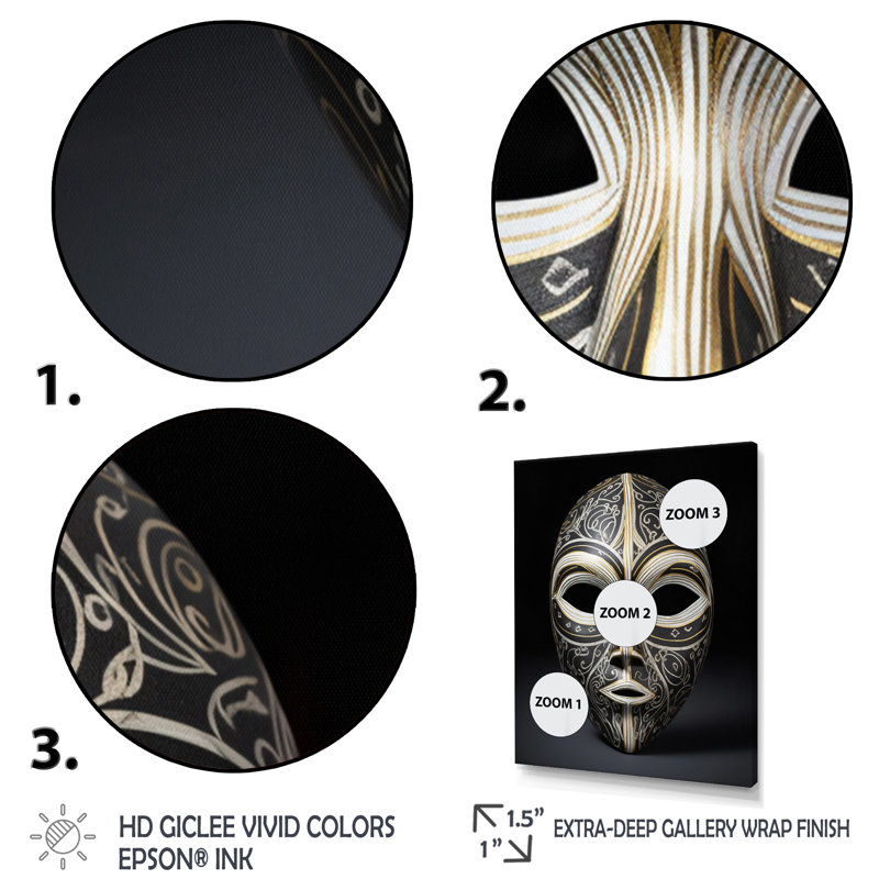 Impression sur toile, "Ethnical Traditional African Mask" - Tribal africain, H 32 po x l 24 po x P 1 po, Cadre flottant noir