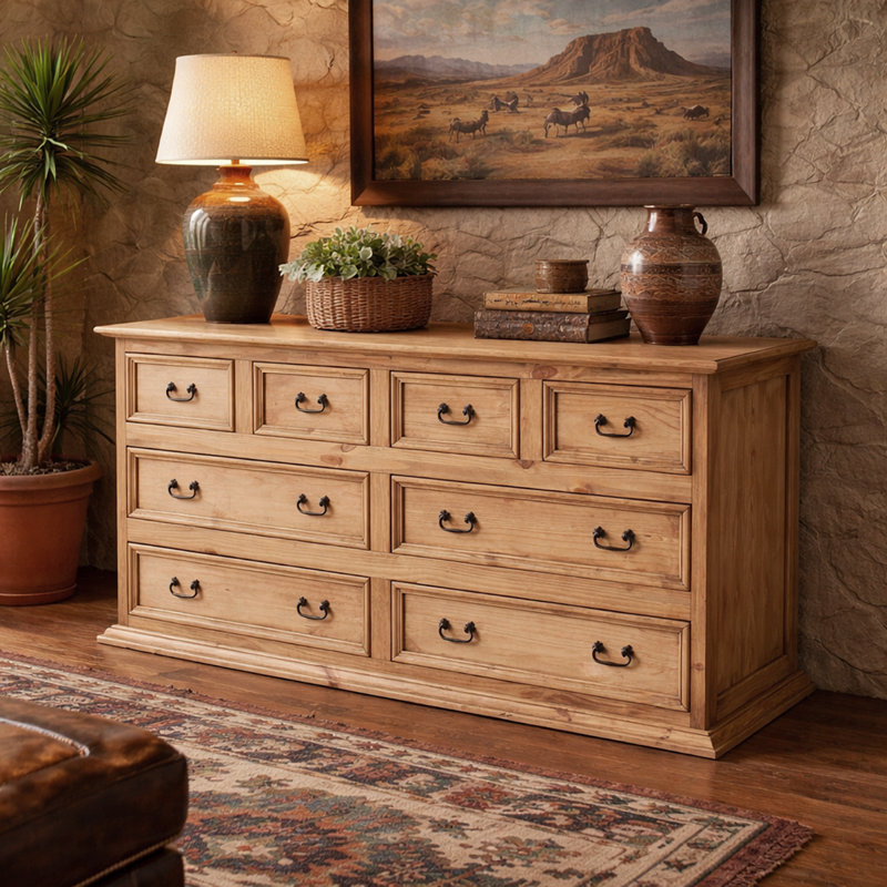 Commode High Plains à 8 tiroirs avec façades de tiroir encadrées