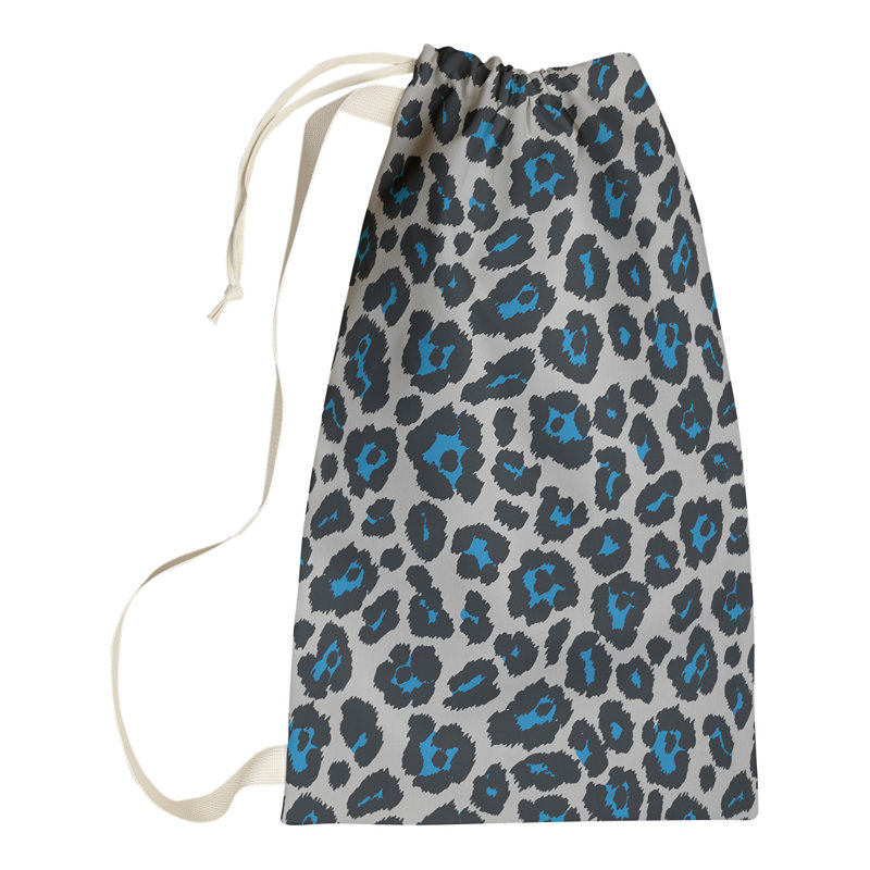Fabric Laundry Bag with Handles, 29" H x 18" W, Silver/Black/Blue, Carolina