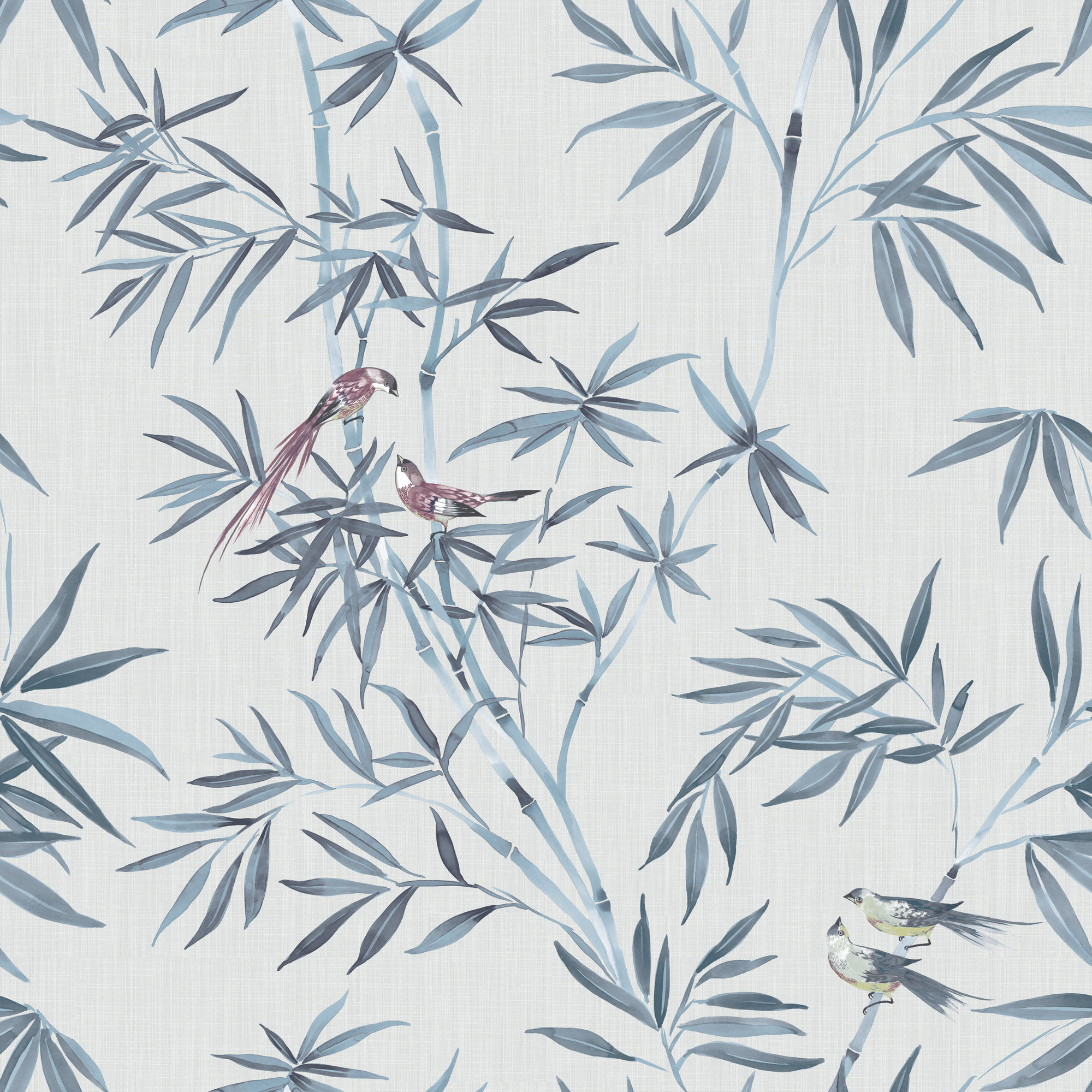 Bamboo Chinoiserie Peel and Stick Wallpaper, Mystic Blue