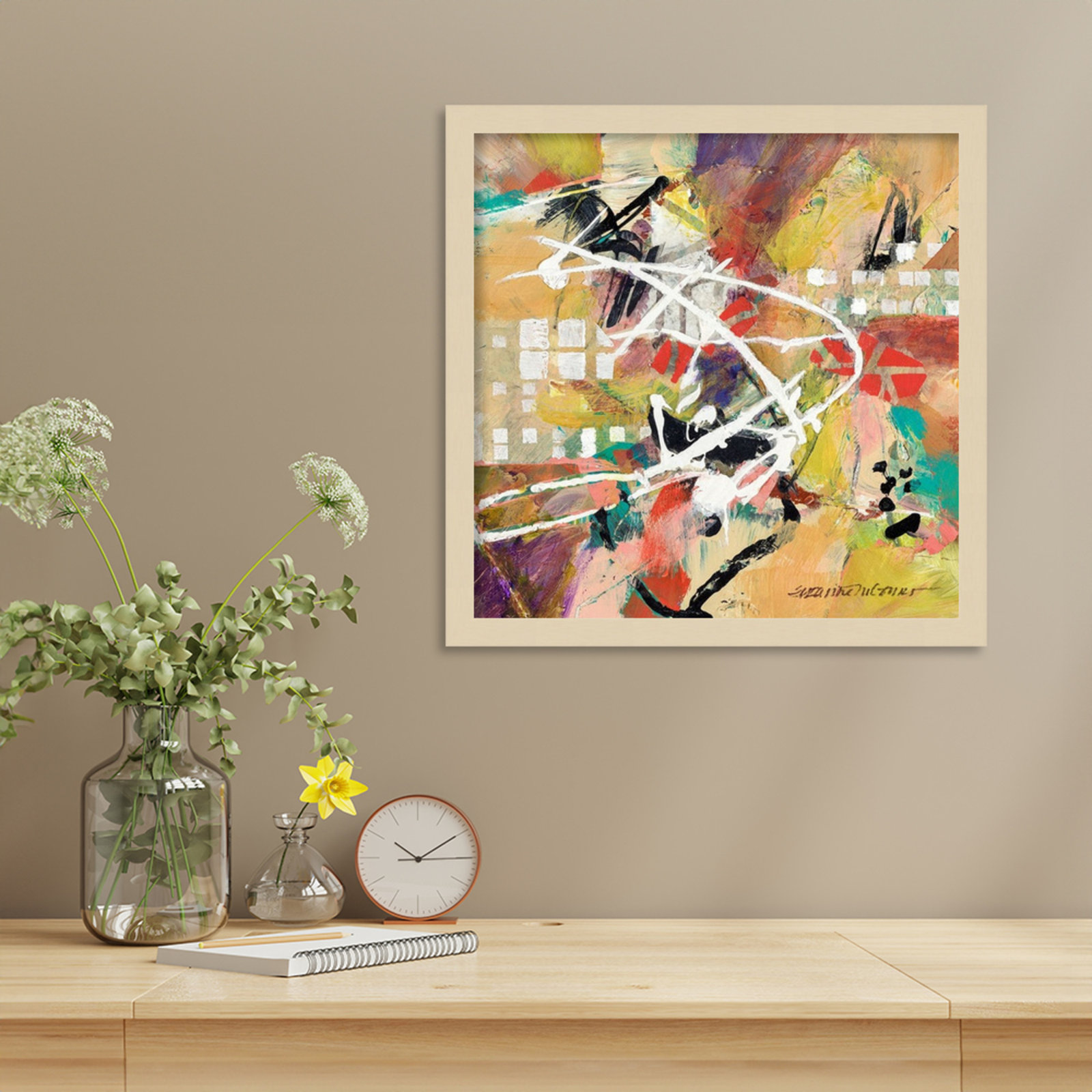 Boogie by Sutter Wood Framed Wall Art Print, Brown, 17" H x 17" W