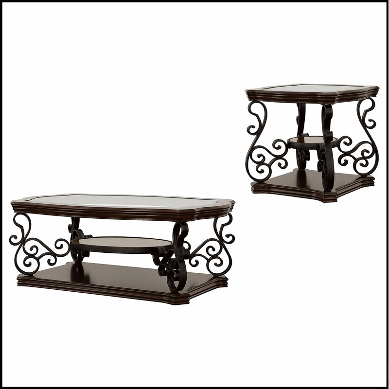 Ensemble de table basse et de table de bout 2 pièces Dark Merlot, sophistiqué et durable pour les intérieurs traditionnels