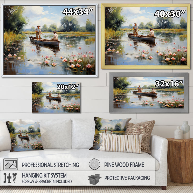 The Pond At Montgeron - Landscapes Canvas Wall Art, Toile tendue, H 24 po x l 32 po x P 1 po