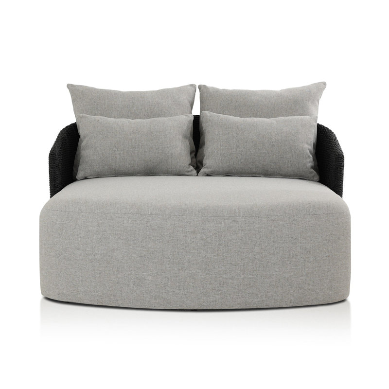 Double chaise d'extérieur Fifield Hyacinth Fifield, Imitation jacinthe noire, Noir