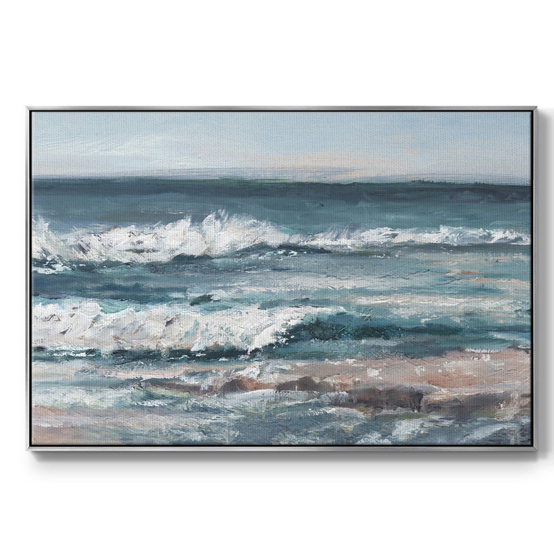 Ocean Breakers I, reproduction d'art sur toile, H 27 po x l 41 po x P 2 po, Argent