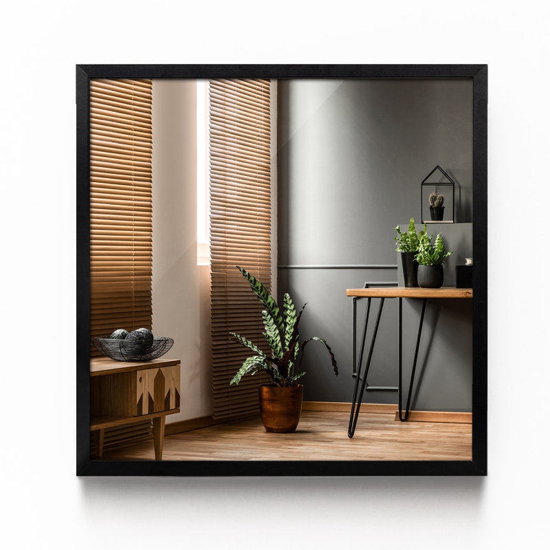 Gullu Glass Flat Wall Mirror, Black, 59 H x 58.5 W
