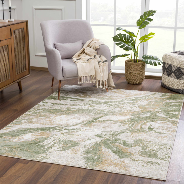 Charniqua Modern Abstract Marble Design Green Area Rug