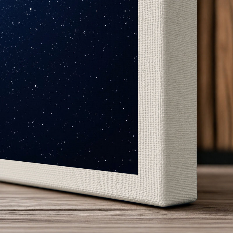 Milky Way at Night Minimalist 1 Piece Wrapped Canvas Wall Art, 36x24 - 91.4 x 61.0 cm, Cream Border