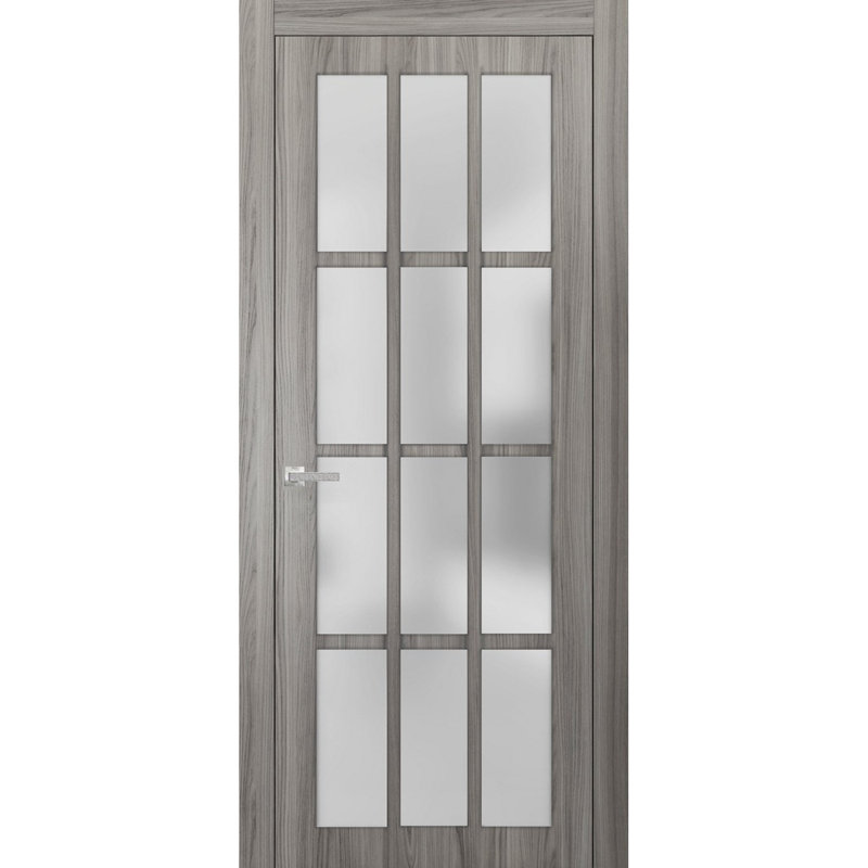Porte standard en verre givré Felicia, Frêne gris gingembre, 24 po x 96 po