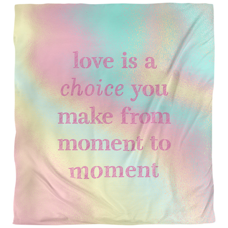 Housse de couette simple love is a choice quote, Housse de couette pour très grand lit, Rose / vert