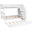 Lit superposé simple avec garde-corps, lit gigogne simple et rangement spacieux - Bois massif blanc pour la chambre à coucher-490116935