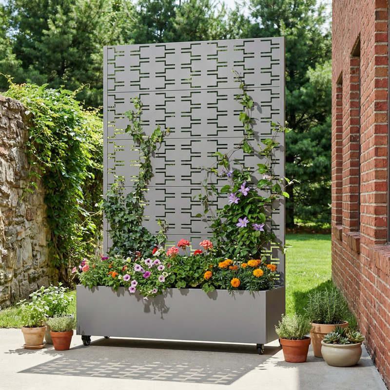 Rectangle Outdoor Metal Planter Box Raised Garden Bed, 73" H x 47" W x 16" D, Gray