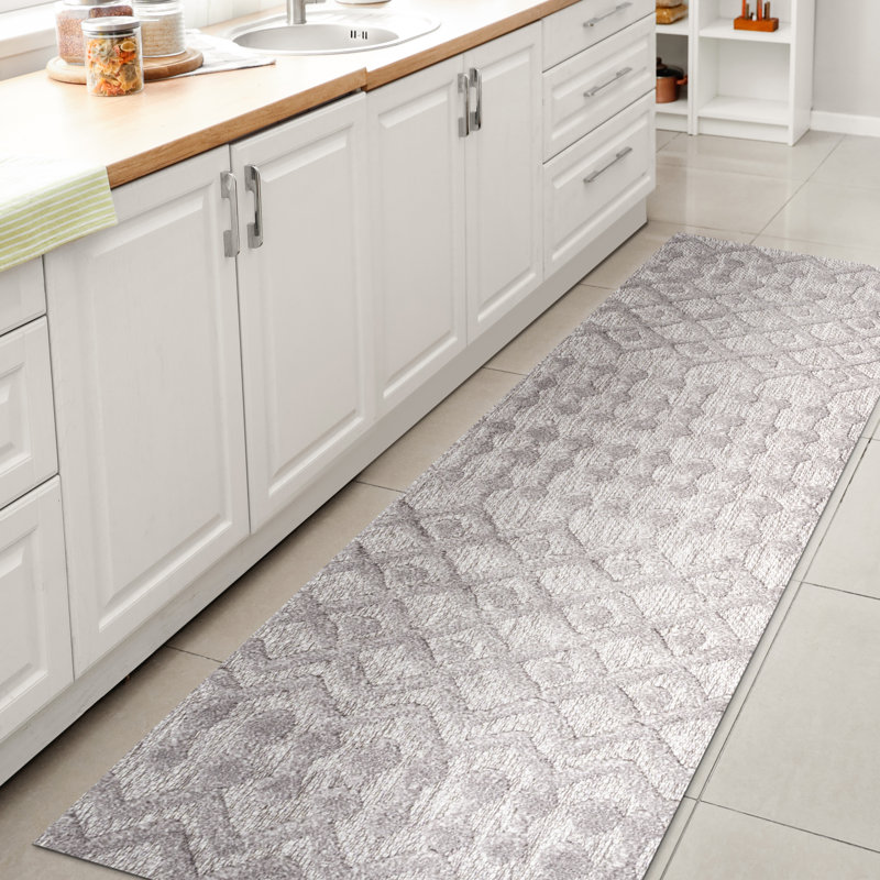 Tapis intérieur / extérieur gris clair Shanaghy, Tapis de couloir 2 pi 2 po x 8 pi