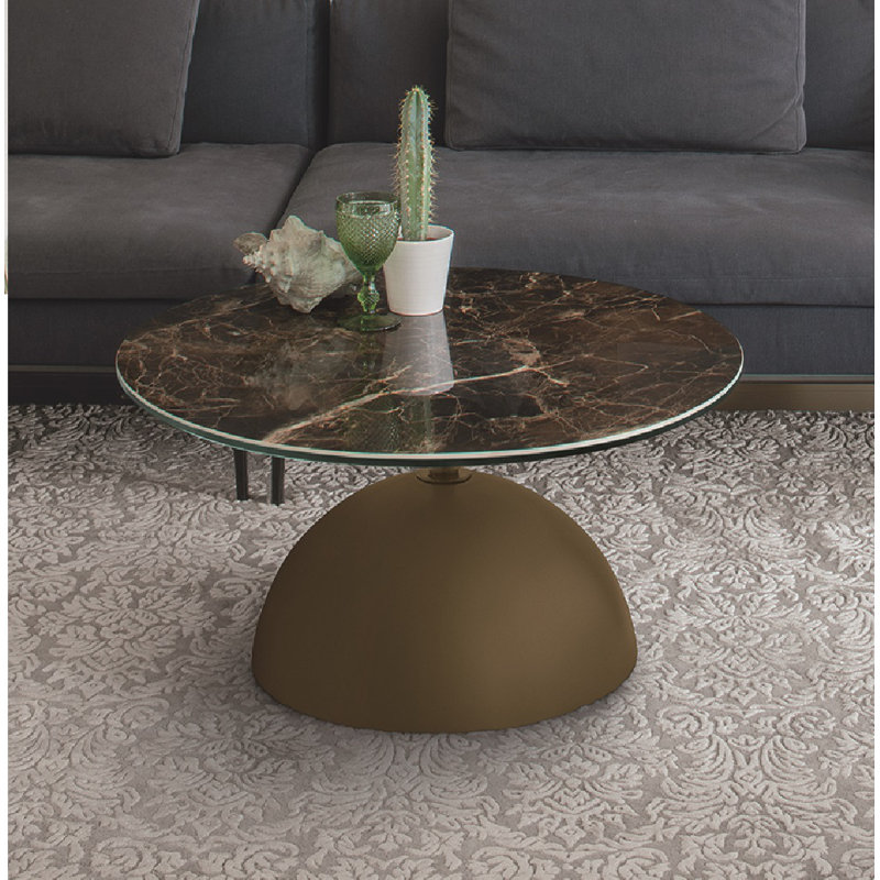 Arolyn Pedestal Coffee Table, Emperador/White