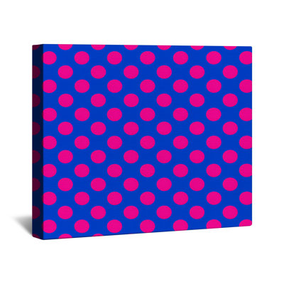 Pink Blue Polka Dots Canvas Gallery Wrap in Many Sizes