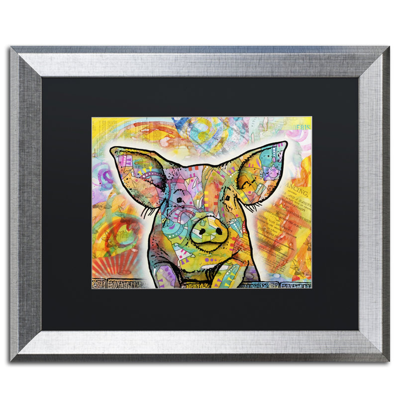 « the porc », impression encadrée sur toile, H 11 po x l 14 po x P 0,5 po, Toile avec cadre argenté, Noir