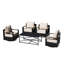 Ensemble de conversation d'extérieur en aluminium 5 pièces, 4 chaises pivotantes avec coussins beiges et table basse en métal-1017202471