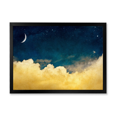 Nuage jaune sur un ciel bleu foncé - peinture sur toile