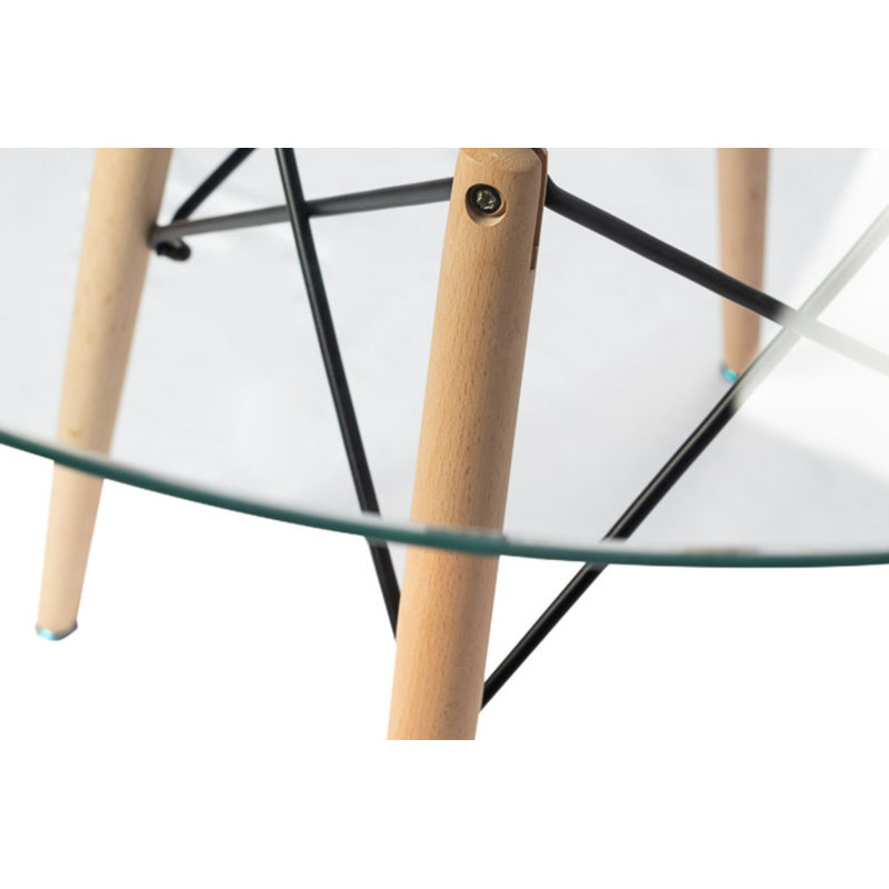 Eiffel Glass Round Dining Table, 29.5"H x 32"L x 32"W