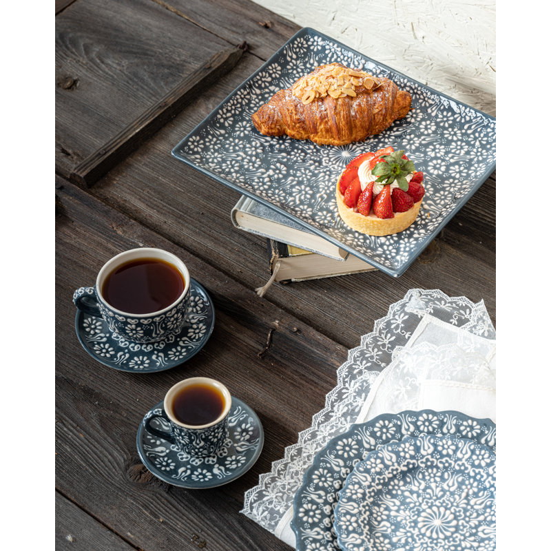 Hand Painted Ceramic Ceramic, Gray, 3.4 oz
