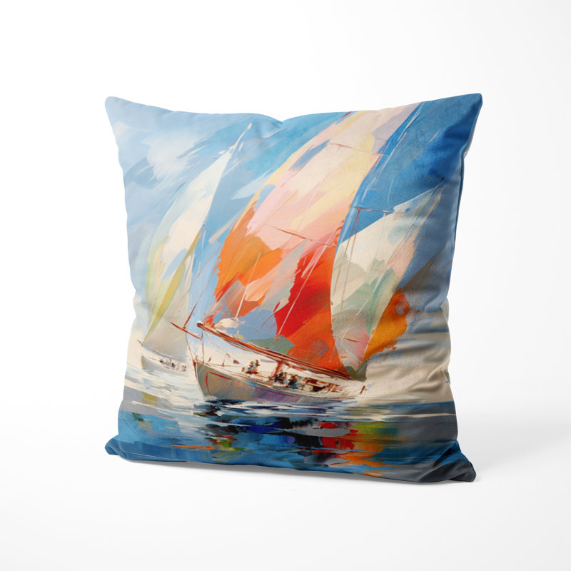 Coussin décoratif à motif de voilier - Fresin de voile abstrait Vents I Coussin décoratif imprimé, 16"H x 16"W
