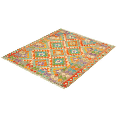 Tapis décoratif en laine noué à la main de conception unique noué à la main New Age 5 pi 1 po x 6 pi 2 po