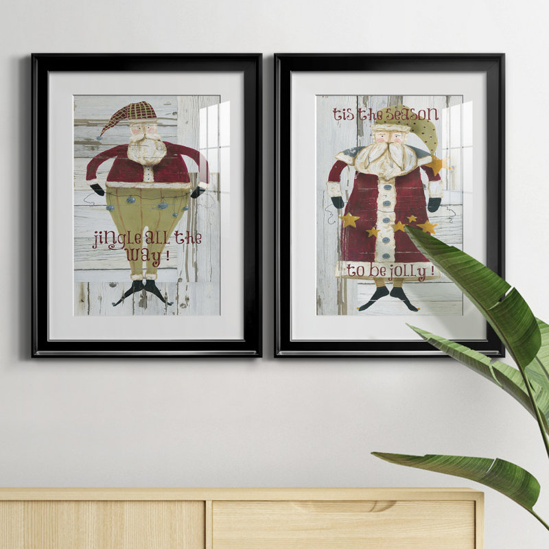 Jingle Santa - ensemble de 2 reproductions, H 22,5 po x l 61 po x P 1,5 po, H 31,5 po x l 47 po x P 1,5 po, Blanc