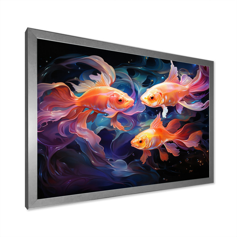 " Fishing Ethereal Eels ", Silver Single Picture Framed, 30" H x 40" W x 1.5" D